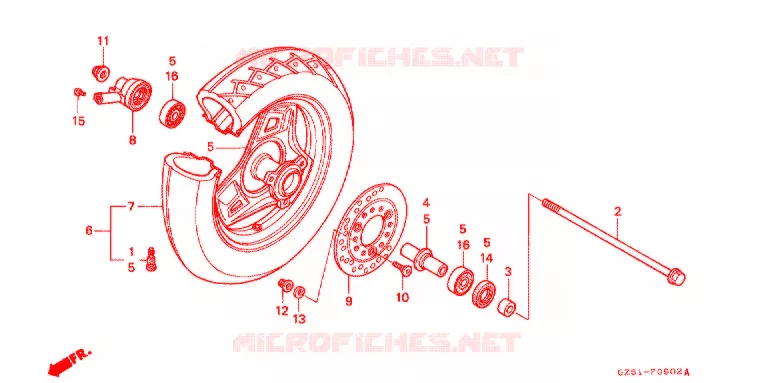 ROUE AVANT (SZ50P-2/R-2/T-2) Honda SCOOTER 50 TACT 1994  SZ50R_II