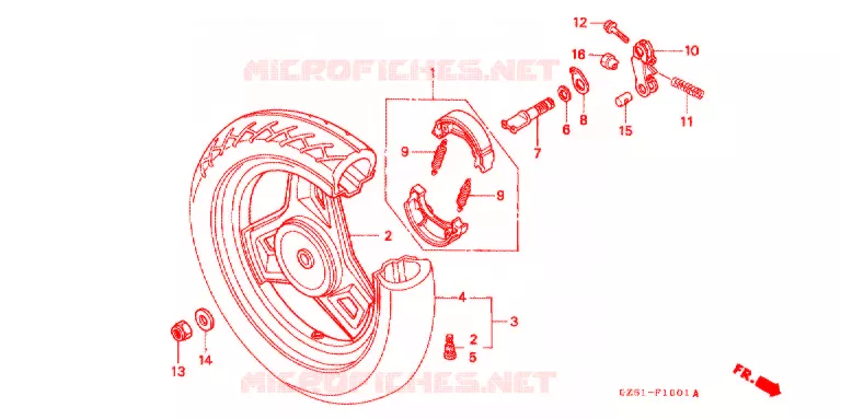 ROUE ARRIERE (SZ50P/R/T) Honda SCOOTER 50 TACT 1994  SZ50R_II