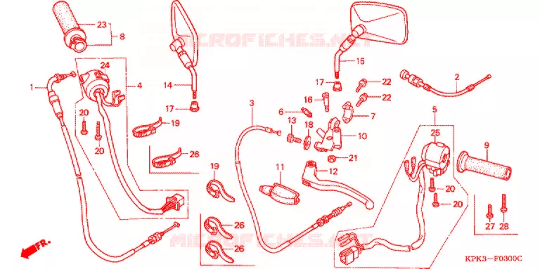 LEVIER DE GUIDON - CABLE - COMMODO Honda MOTO 200 PHANTOM 2007  TA2007