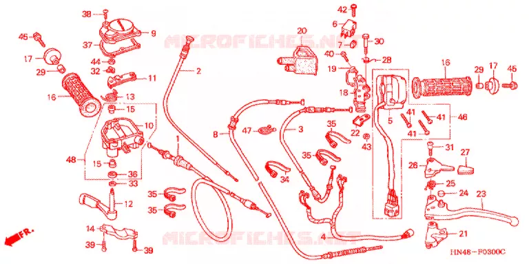 LEVIER DE GUIDON - CABLE - COMMODO Honda ATV 350 FOURTRAX 2005  TRX350FM5