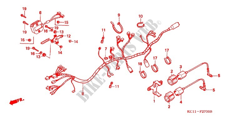 FAISCEAU DES FILS   BOBINE D'ALLUMAGE (1) pour Honda CB 125 TWIN 1991