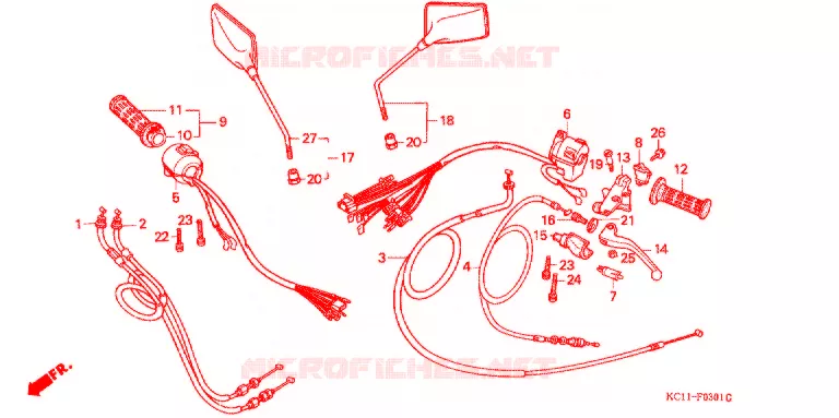 LEVIER DE GUIDON - CABLE - COMMODO (2) Honda MOTO 125 CB 1996  CB125TP_DS