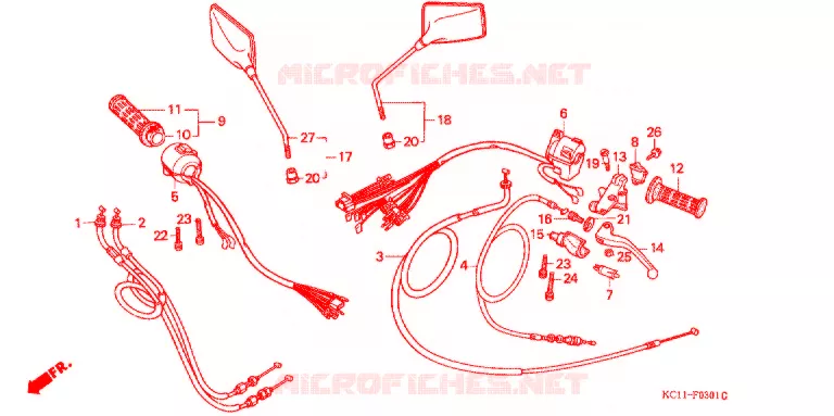 LEVIER DE GUIDON - CABLE - COMMODO (2) Honda MOTO 125 CB 2000  CB125TW_DS