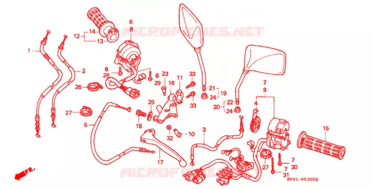 COMMODO - LEVIER - CABLE Honda MOTO 400 CB 1994  CB400F2R