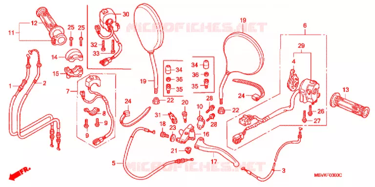 LEVIER DE GUIDON - CABLE - COMMODO Honda MOTO 400 CB 2008  CB400SS8