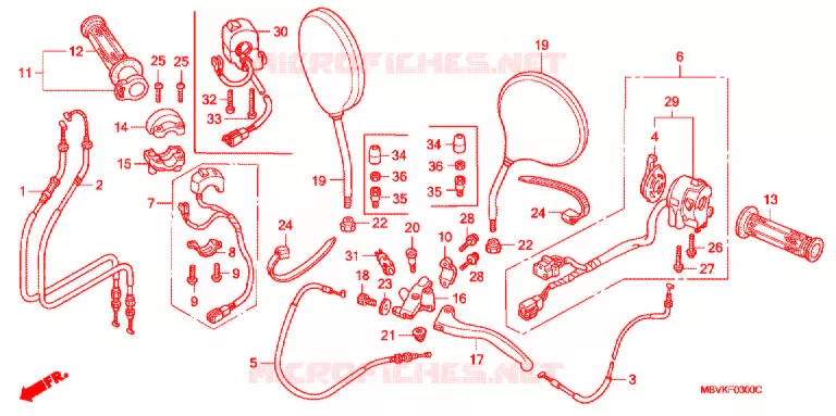 LEVIER DE GUIDON - CABLE - COMMODO Honda MOTO 400 CB 2008  CB400SS8