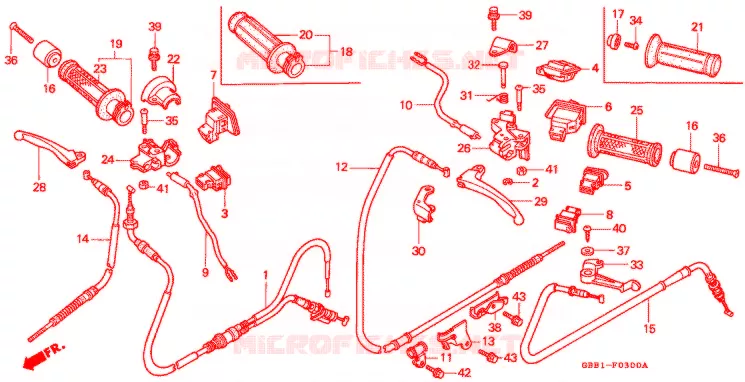 LEVIER DE GUIDON - CABLE - COMMODO Honda MOTO 90 BROAD 1995  SCX90S