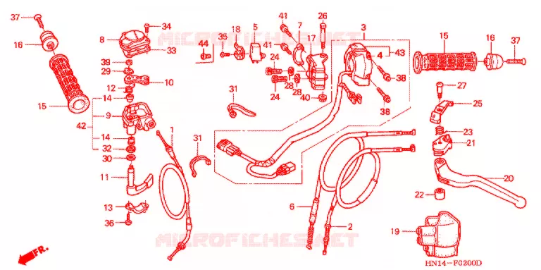 LEVIER DE GUIDON - CABLE - COMMODO Honda ATV 400 FOURTRAX 2005  TRX400EX5