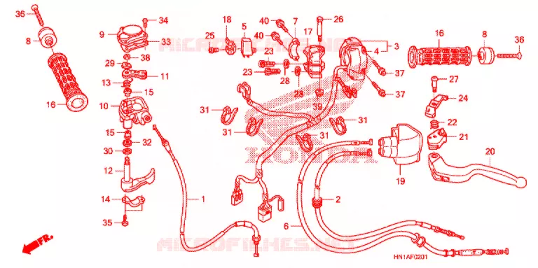 LEVIER DE GUIDON - CABLE - COMMODO (2) Honda ATV 400 FOURTRAX 2008  TRX400EX8