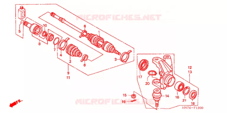 ARBRE DE ROUE  Honda ATV 400 FOURTRAX 2005  TRX400FA5