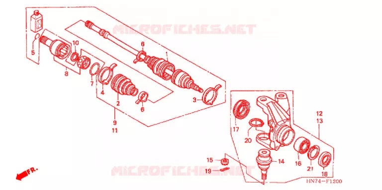 ARBRE DE ROUE  Honda ATV 400 FOURTRAX 2006  TRX400FG6