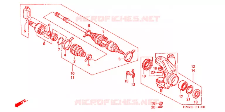 ARBRE DE ROUE  Honda ATV 400 FOURTRAX 2003  TRX400FW3