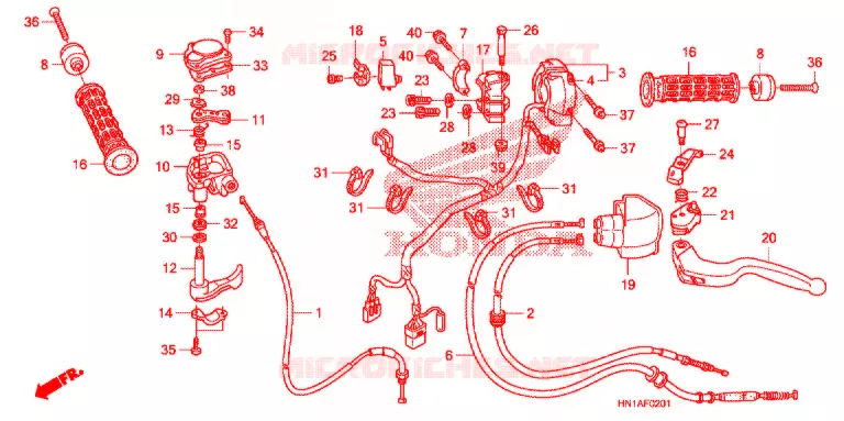 LEVIER DE GUIDON - CABLE - COMMODO (2) Honda ATV 400 FOURTRAX 2012  TRX400XC