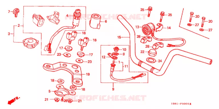 GUIDON - TE DE FOURCHE Honda MOTO 90 CD 1985  CD90A