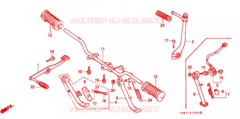 REPOSE PIED - KICK - BEQUILLE - PEDALE Honda MOTO 90 CD 1985  CD90A