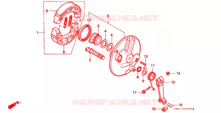 FLASQUE - MACHOIRES DE FREIN AVANT Honda MOTO 90 CD 1987  CD90H