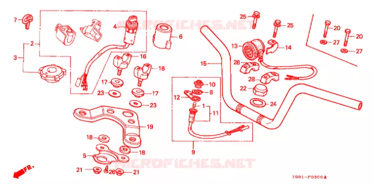 GUIDON - TE DE FOURCHE Honda MOTO 90 CD 1991  CD90H