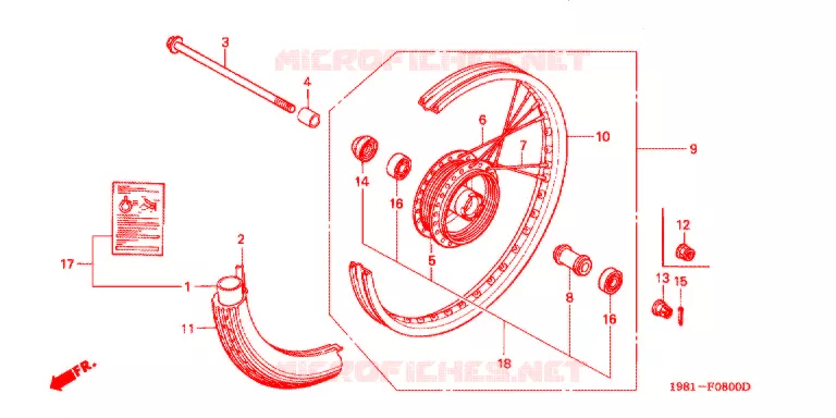 ROUE AVANT Honda MOTO 90 CD 1990  CD90H