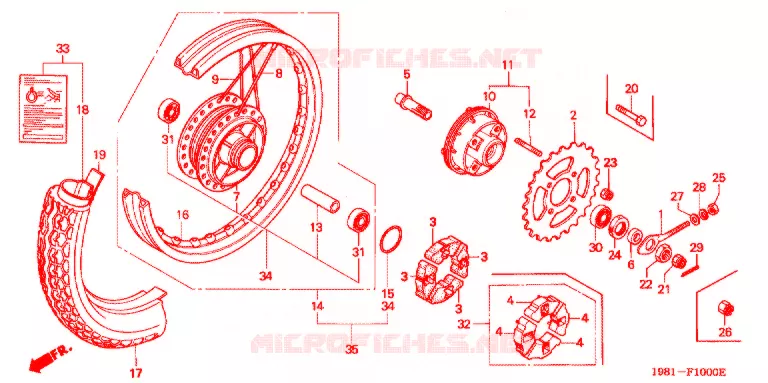 ROUE ARRIERE Honda MOTO 90 CD 1997  CD90S
