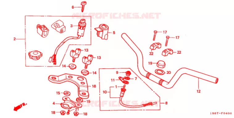 GUIDON - TE DE FOURCHE Honda MOTO 90 CD 1998  CD90SW