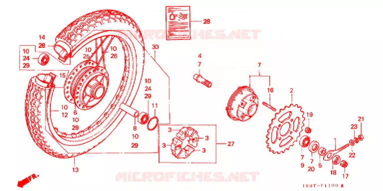 ROUE ARRIERE Honda MOTO 90 CD 1998  CD90SW