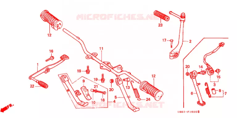 REPOSE PIED - KICK - BEQUILLE - PEDALE Honda MOTO 90 CD 1999  CD90W