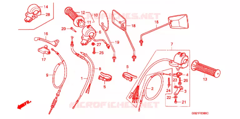 LEVIER DE GUIDON - CABLE - COMMODO Honda MOTO 50 CHALY 1989  CF50J