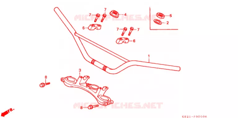 GUIDON - TE DE FOURCHE Honda MOTO 80 CR 1992  CR80RN