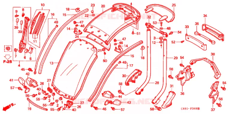 PARE BRISE - TOIT Honda SCOOTER 90 CABINA 1995  SCX90R