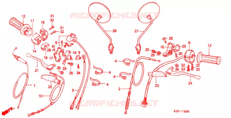 LEVIER DE GUIDON - CABLE - COMMODO Honda MOTO 125 TRIAL 1984  TL125D