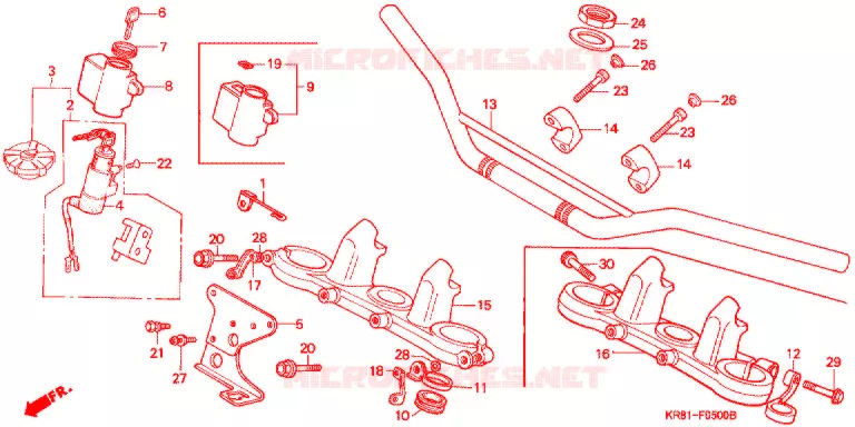 GUIDON - TE DE FOURCHE Honda MOTO 220 TRIAL 1991  TLM220RL