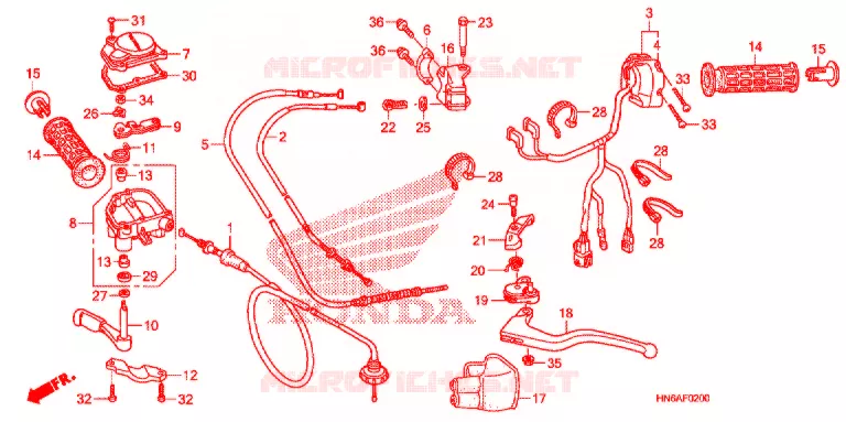 LEVIER DE GUIDON - CABLE - COMMODO Honda ATV 250 FOURTRAX 2017  TRX250XH_2017