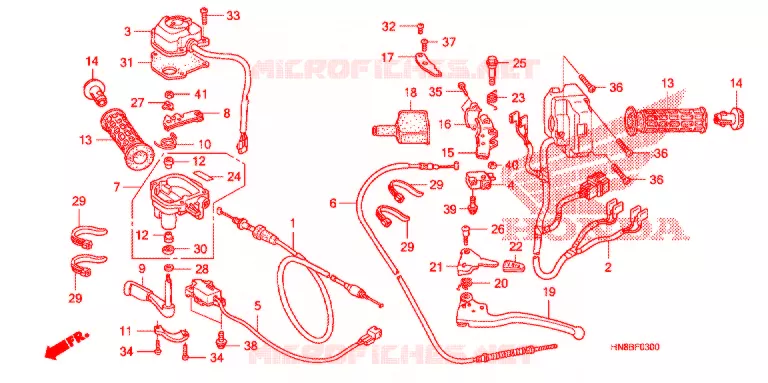LEVIER DE GUIDON - CABLE - COMMODO Honda ATV 680 FOURTRAX 2010  TRX680FAA
