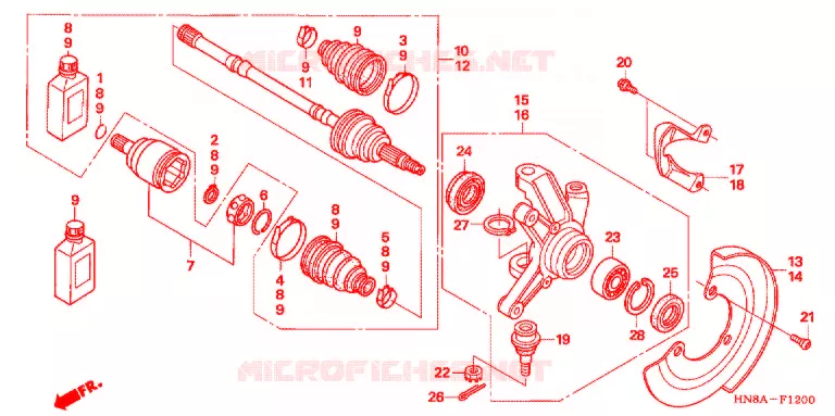 ARBRE DE ROUE AVANT Honda ATV 680 FOURTRAX 2006  TRX680FGA6