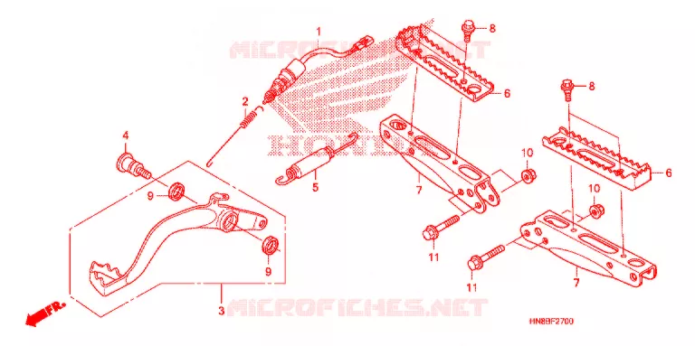 REPOSE PIED - PEDALE Honda ATV 680 FOURTRAX 2010  TRX680FGAA