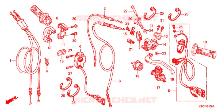 LEVIER DE GUIDON - CABLE - COMMODO Honda MOTO 250 CRF 2011  CRF250XB