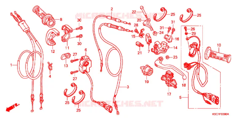 LEVIER DE GUIDON - CABLE - COMMODO Honda MOTO 250 CRF 2016  CRF250XD