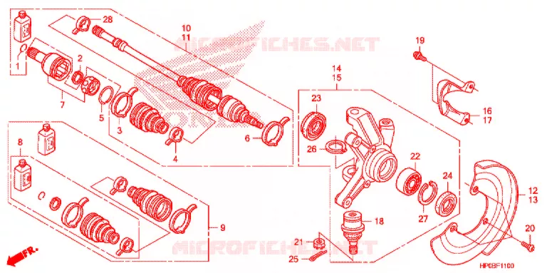 ARBRE DE ROUE  Honda ATV 500 FOURTRAX 2011  TRX500FEB