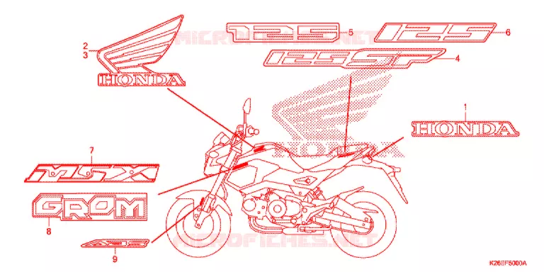 AUTOCOLLANTS Honda MOTO 125 MSX 2017  MSX125H