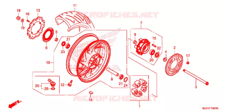 ROUE ARRIERE Honda MOTO 650 CB 2017  CB650FH