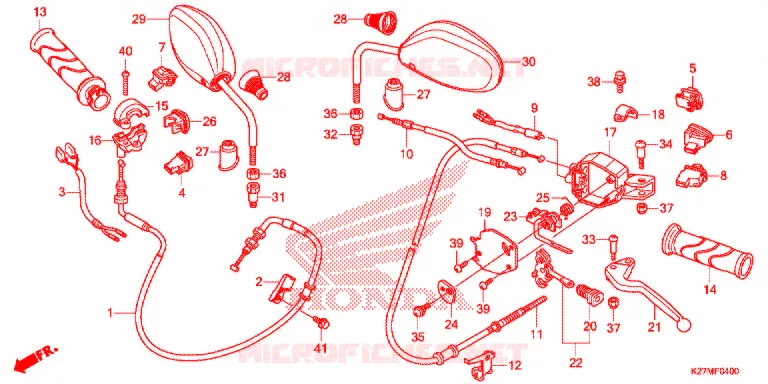 LEVIER DE GUIDON - CABLE - COMMODO Honda SCOOTER 125 AIR-BLADE 2013  ACA125CBFE
