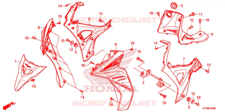 CARENAGE AVANT - PROTEGE JAMBES Honda MOTO 110 WAVE 2017  AFS110MCSH