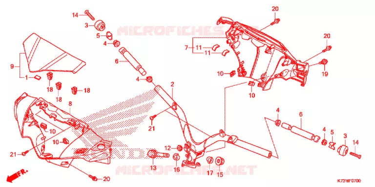 GUIDON - CARENAGE Honda MOTO 125 WAVE 2017  AFS125MCSH