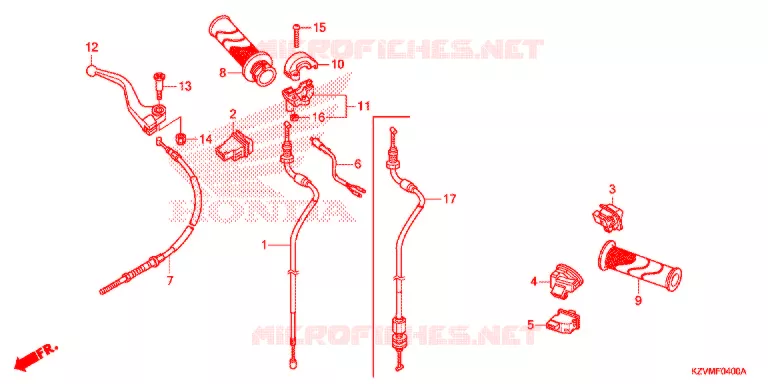 LEVIER DE GUIDON - CABLE - COMMODO Honda MOTO 110 EX5 2016  NBC110KDFF