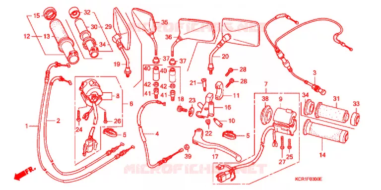 LEVIER DE GUIDON - CABLE - COMMODO Honda MOTO 250 MAGNA 1999  VT250CX