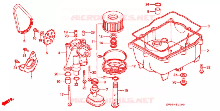 FILTRE A HUILE - POMPE A HUILE Honda MOTO 250 VT 1989  VT250FJ