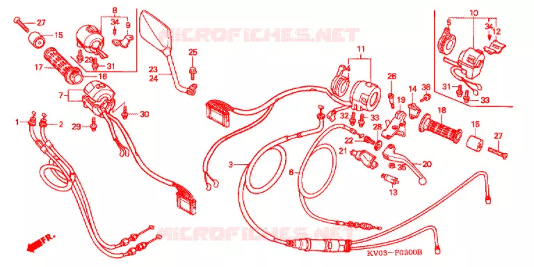 LEVIER DE GUIDON - CABLE - COMMODO Honda MOTO 250 VT 1989  VT250FJ