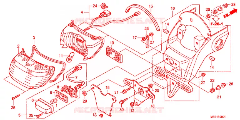 FEU ARRIERE (VT400C2/C2F) Honda MOTO 400 SHADOW 2011  VT400C2F9
