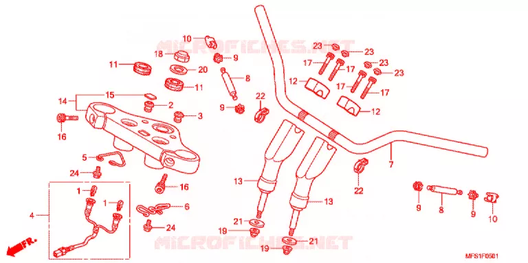 GUIDON - TE DE FOURCHE (VT400C2/C2F) Honda MOTO 400 SHADOW 2009  VT400C2F9