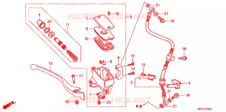 MAITRE CYLINDRE DE FREIN AVANT (VT400C2/C2F) Honda MOTO 400 SHADOW 2014  VT400C2F9